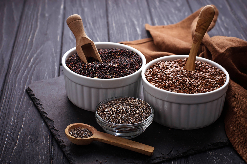 Various superfoods chia, quinoa, flax seed Kaleidoscope Fighting Lupus